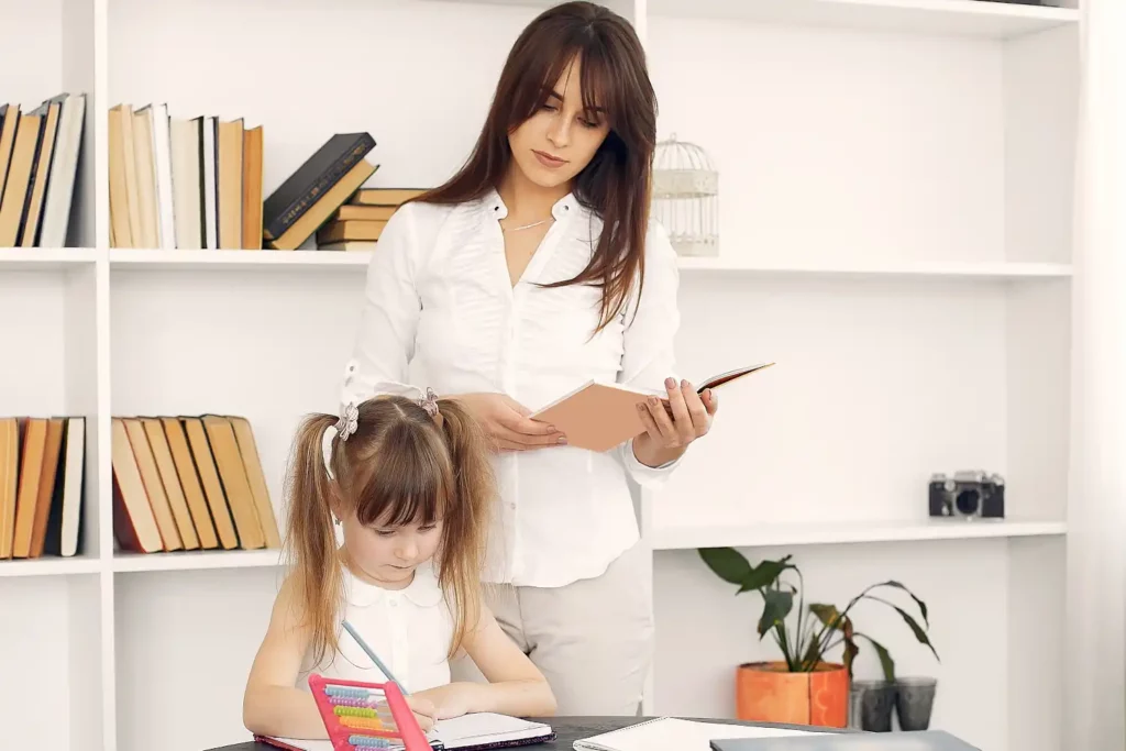 Private tutor with elementary student
